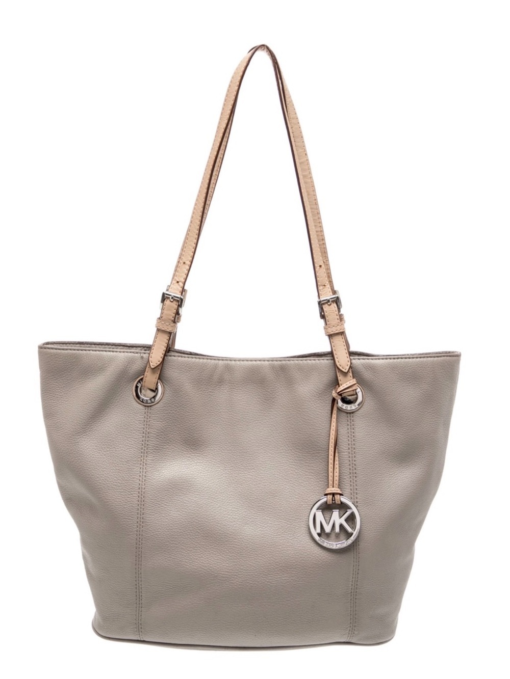 Michael Kors Pebbled Leather Tote Bag Gray Large Shoulder Purse MK Handbag